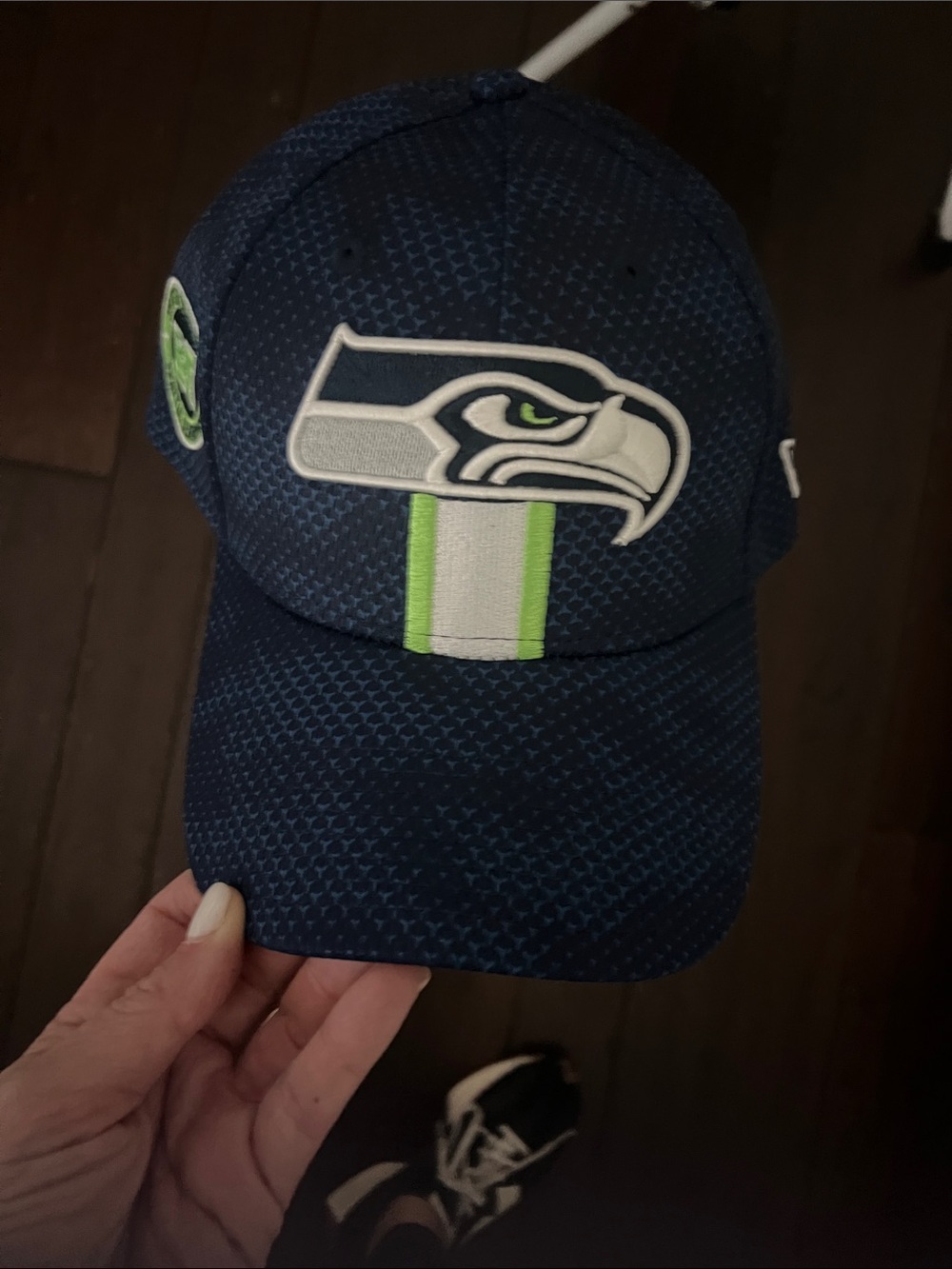NFL Seahawks  Navy and Black Fitted Hat with Team Logo